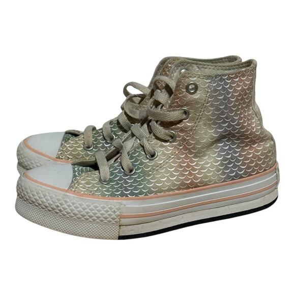Converse Chuck Taylor All Star High Top Mermaid Scale Girls Size 1Y Pastel Shoes - Picture 3 of 9